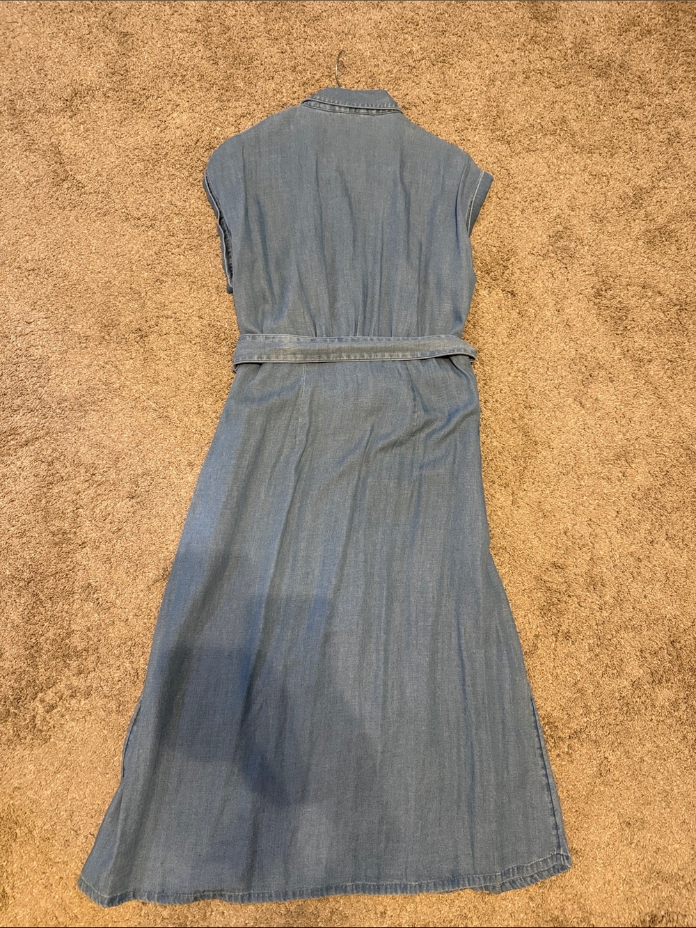 LOFT Light Blue Denim Maxi Shirt Dress with Belt - Picture 2 of 3
